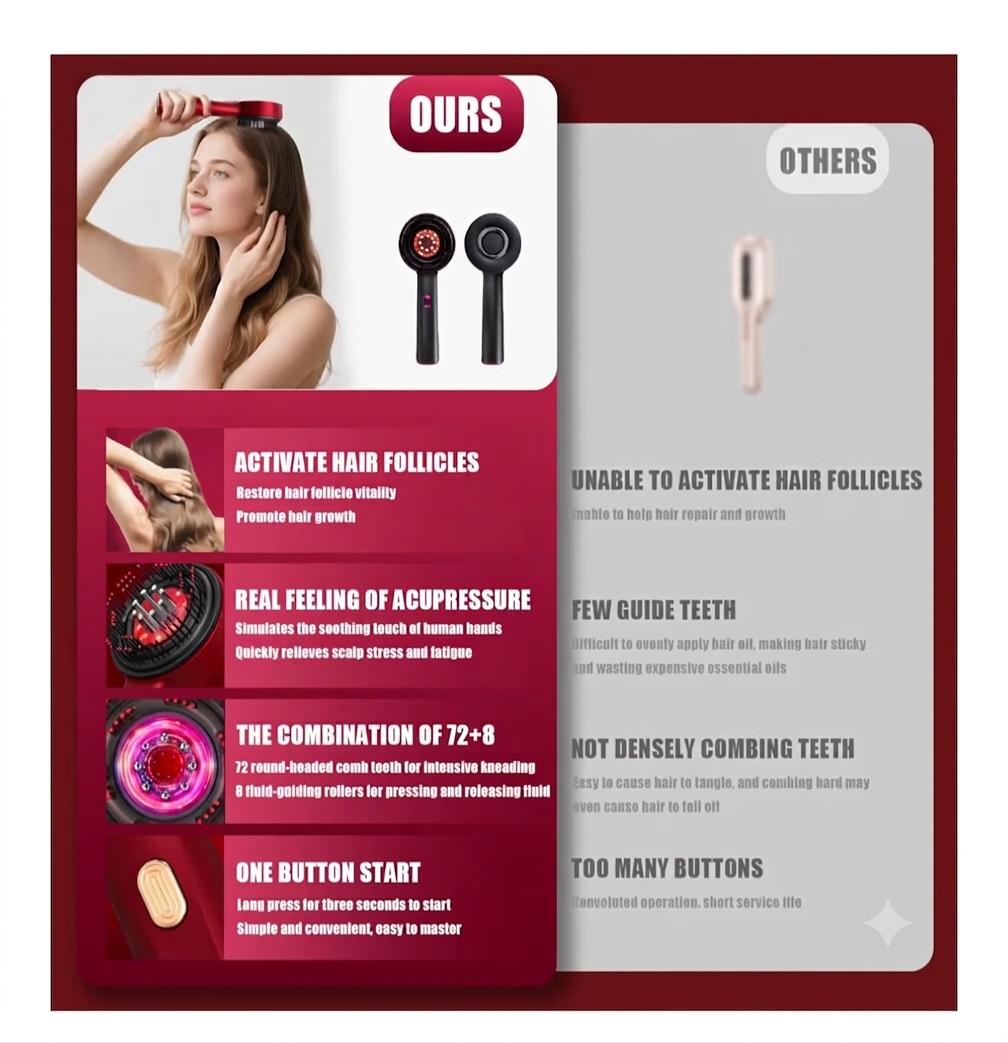 Electric Scalp Massage Comb with Oil Applicator